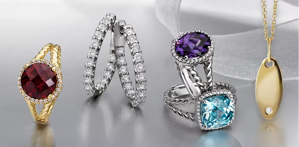 Colored gemstone and diamond rings at Wright Jewelers in Chattanooga
